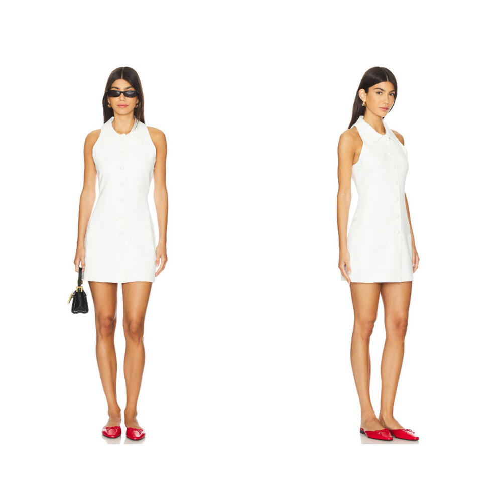Aexae Twill Vest Mini Button wool Dress white sleeveless size S NWT $550msrp